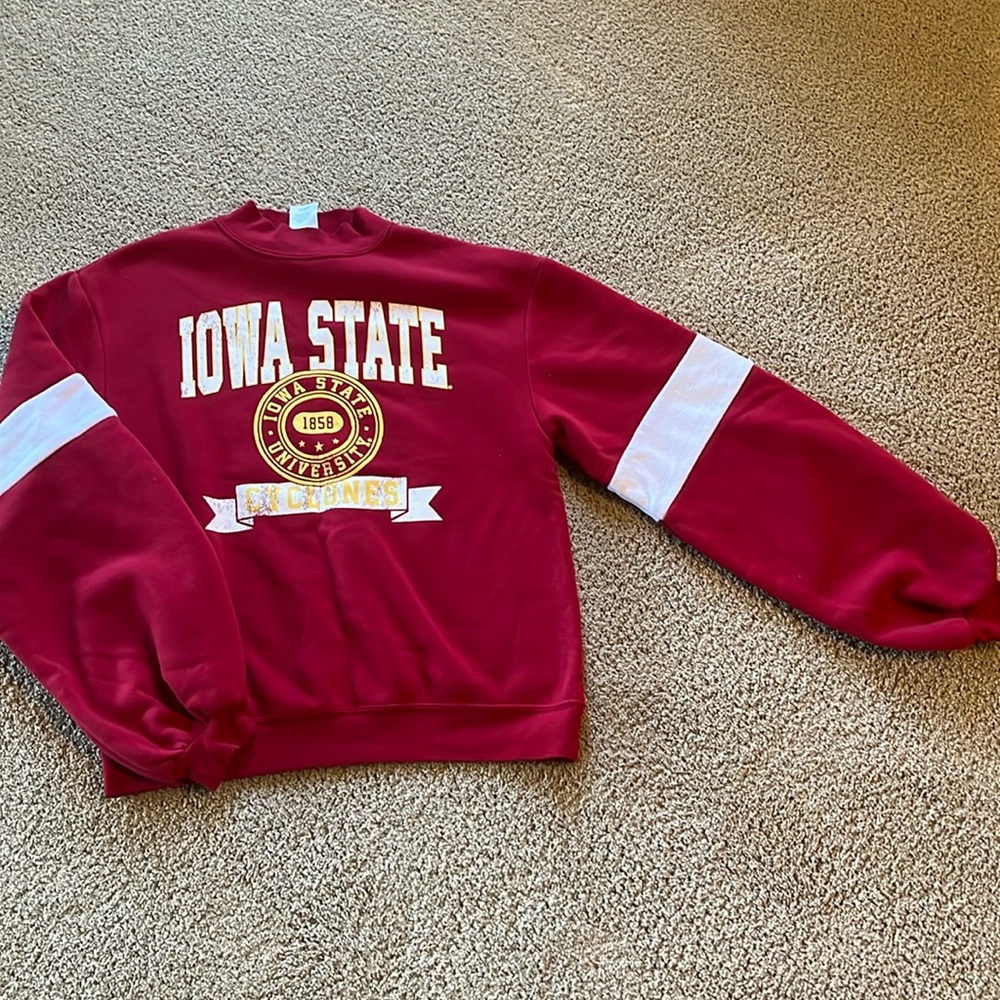 IOWA STATE CYCLONES WOMENS CRIMSON MOCK NECK CREW SWEATSHIRT